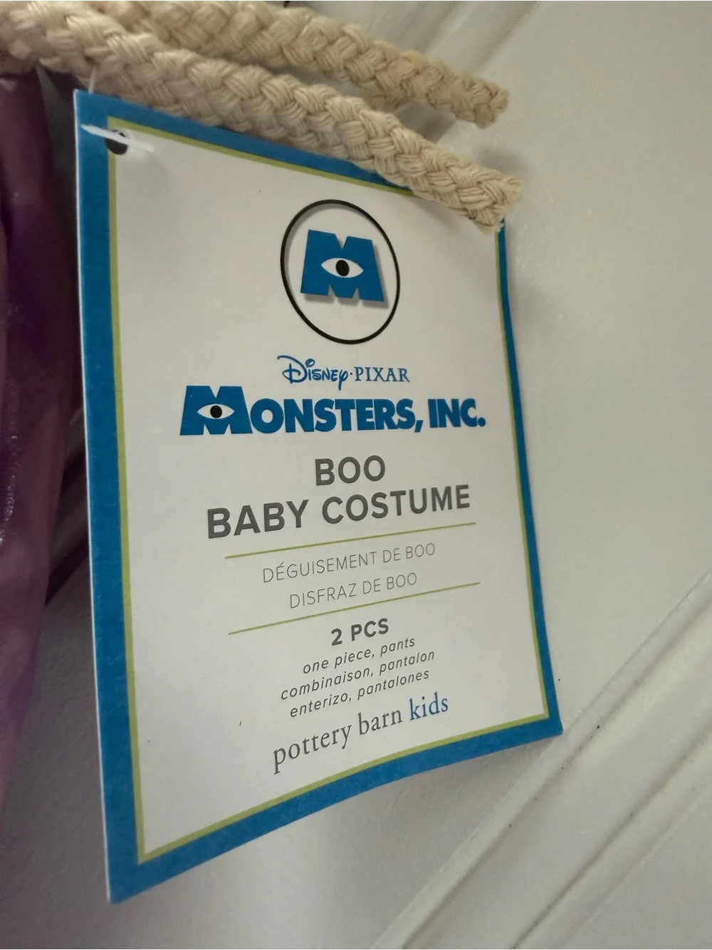 Pottery Barn Kids Disney Pixar Monsters Inc Boo Baby Costume 12-24 18 M NEW